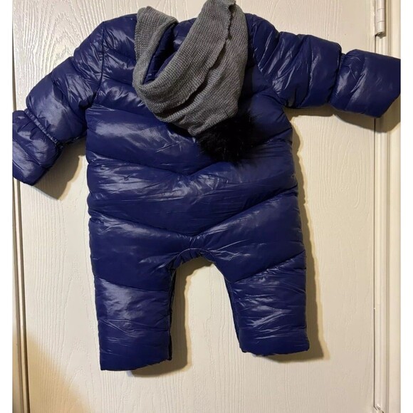 Ohrwurm Unisex Hooded Puffer Snowsuit 6-12 Months Blue Zip Up Snap Legs Warm - Picture 4 of 6